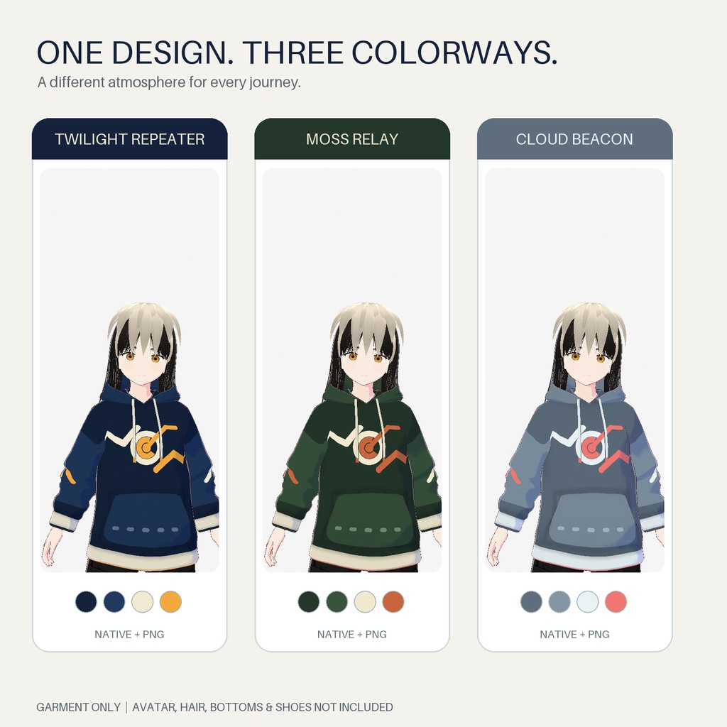 Woven Roamer Hoodie | 3 Colorways for VRoid Studio