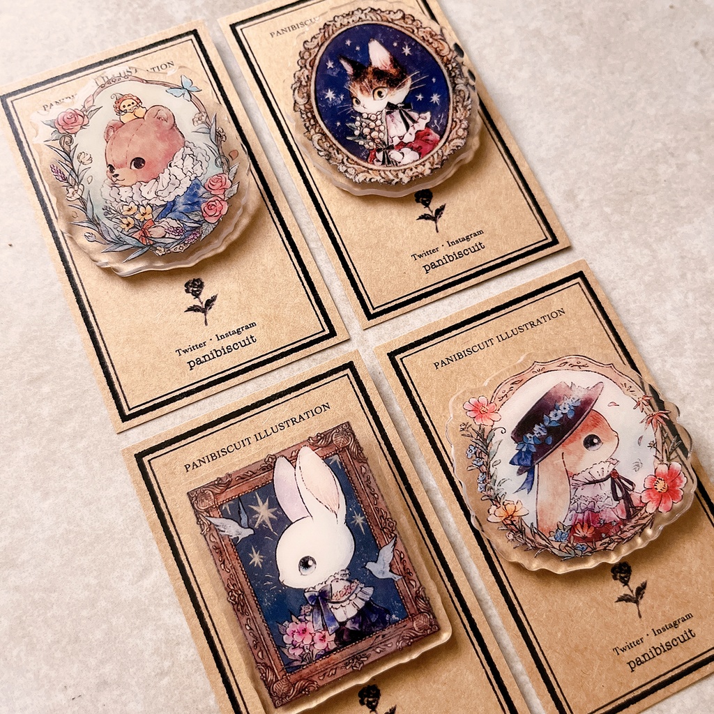 アクリルブローチ【小動物の肖像画】