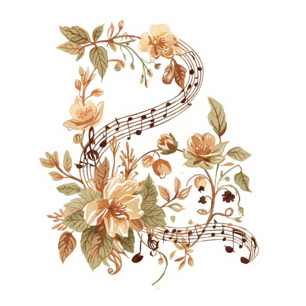 クラシック音楽の水彩クリップアート|15点セット(PNG形式・背景透過) — アースカラーで描く、静かで上品なアンティーク楽器コレクション —