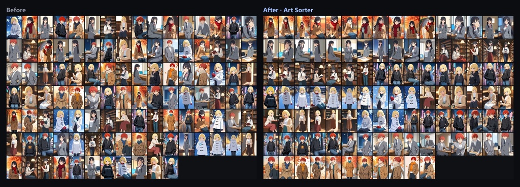 Art Sorter|画像をキャラクター・場面順に自動整列するWindowsアプリ(買い切り)