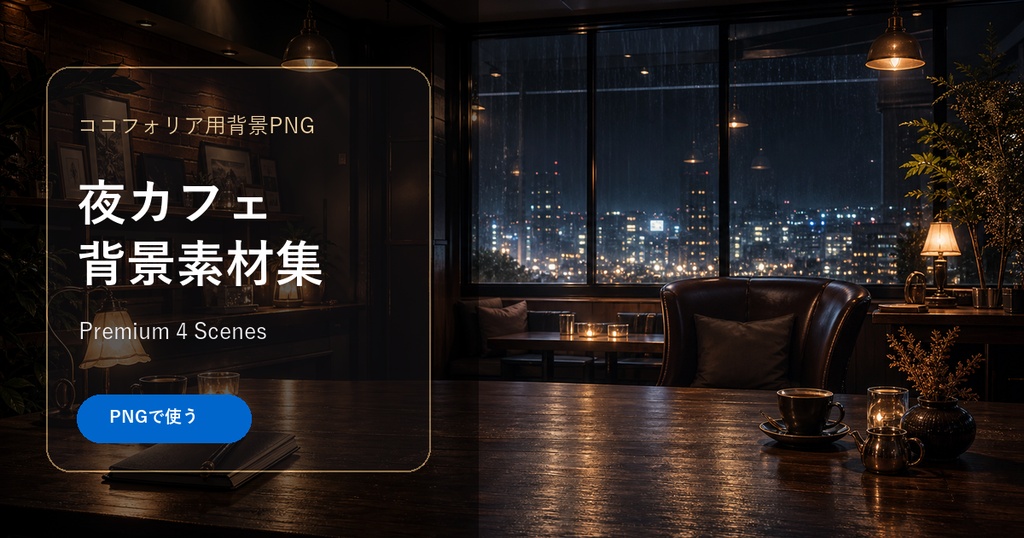 ココフォリア用 夜カフェ背景素材集 Premium 4 Scenes