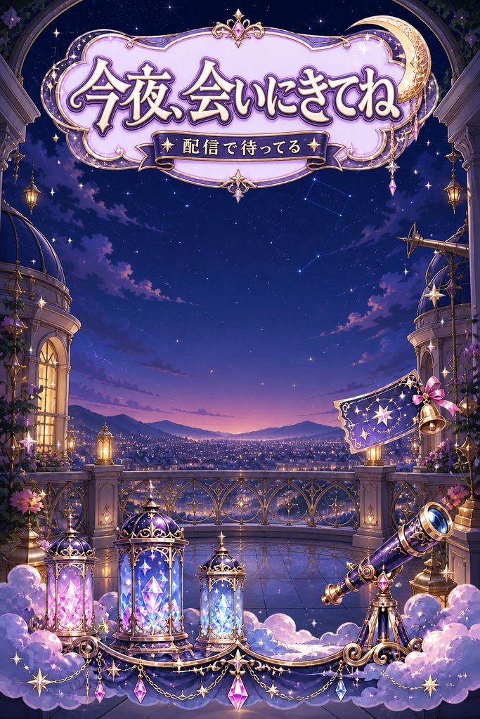 【無料】今夜、会いにきてね|VTuber・Vライバー向け配信告知素材