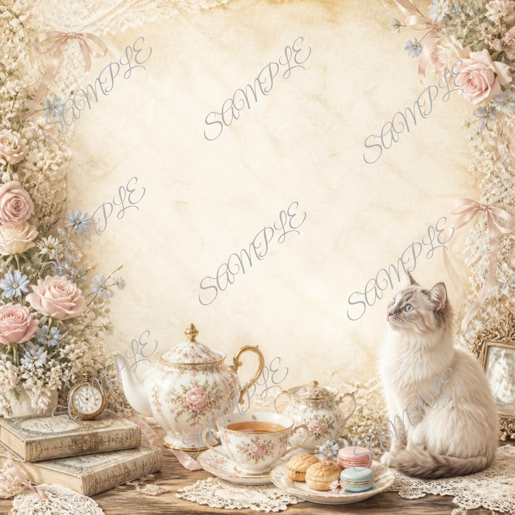 Antique Cat Café |10 Digital Paper Set