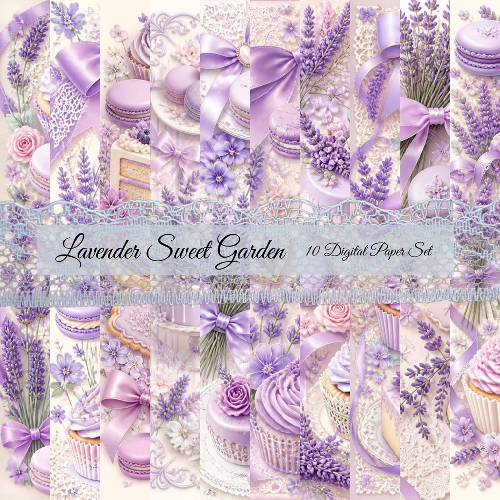 Lavender Sweet Garden ｜10 Digital Paper Set