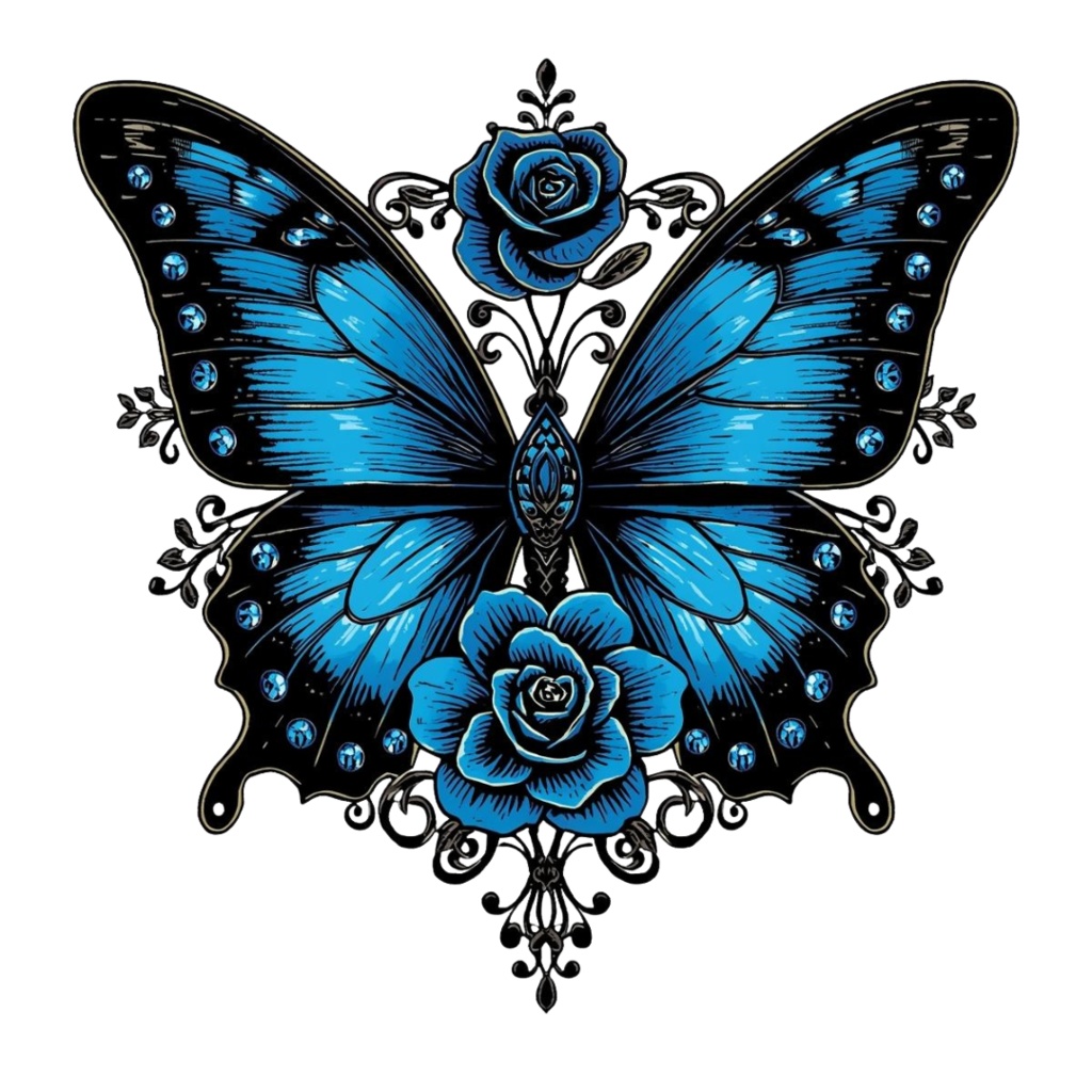 青のアンティーク小物クリップアート【全10種類/PNG】