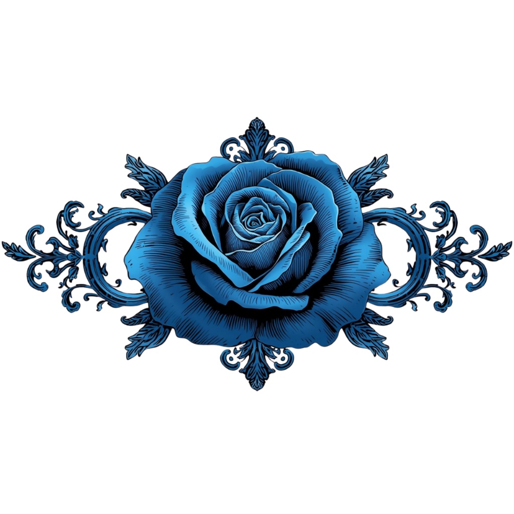 青のアンティーク小物クリップアート【全10種類/PNG】