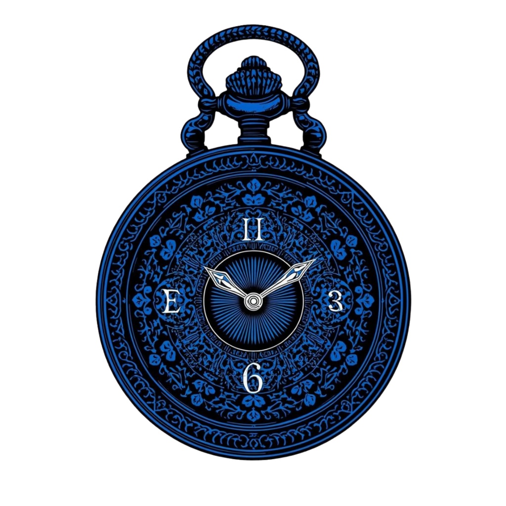 青のアンティーク小物クリップアート【全10種類/PNG】