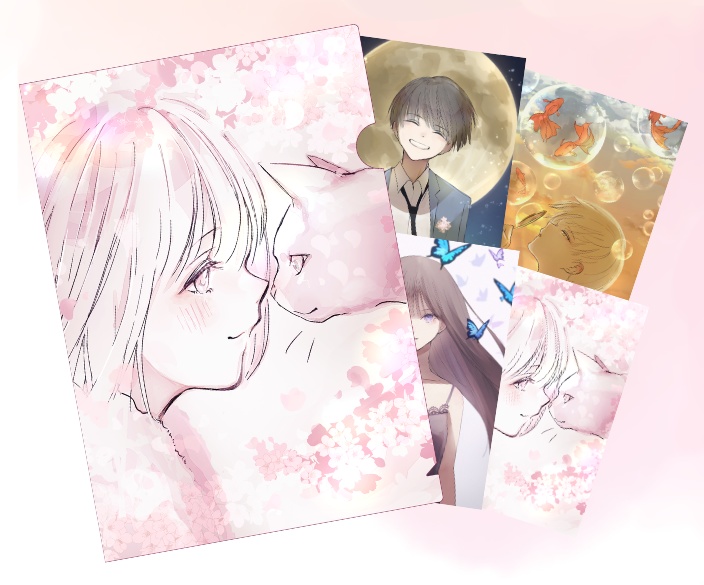 花蝶風月セット【クリアファイル＋ポスカ】