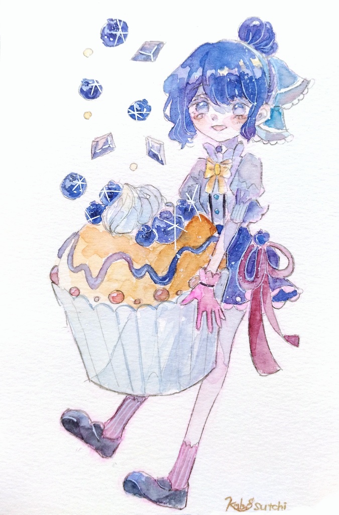 宝石ブルーベリーのカップケーキ