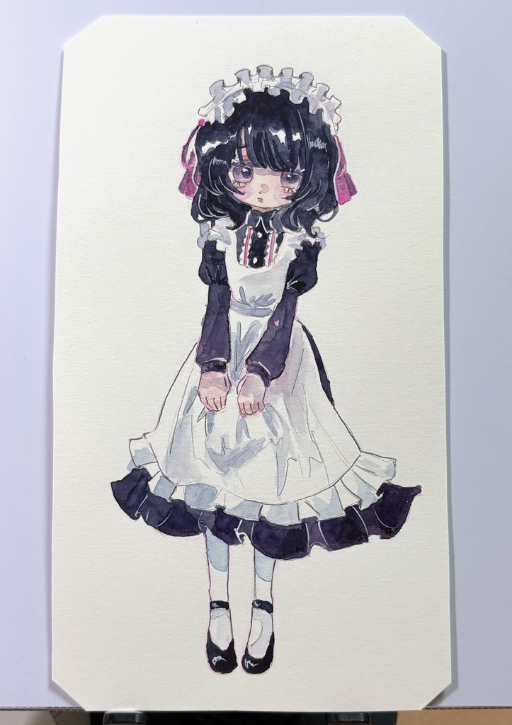 手描き原画　新人メイドちゃん（ピンク）