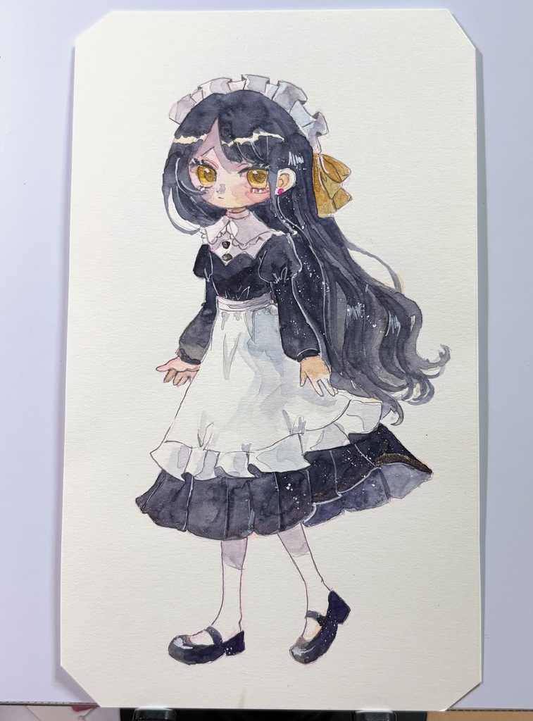 手描き原画　新人メイドちゃん（黄）