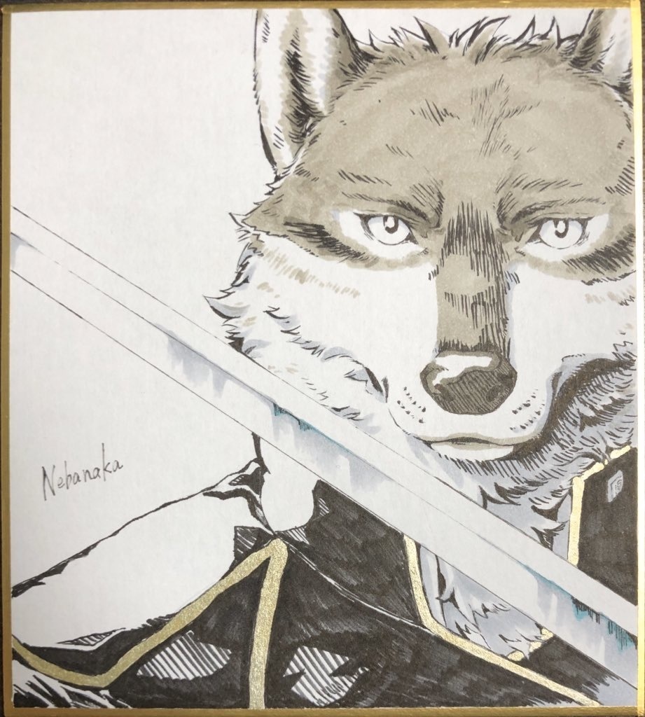 色紙原画 狼獣人 Works Of Nebanaka Booth