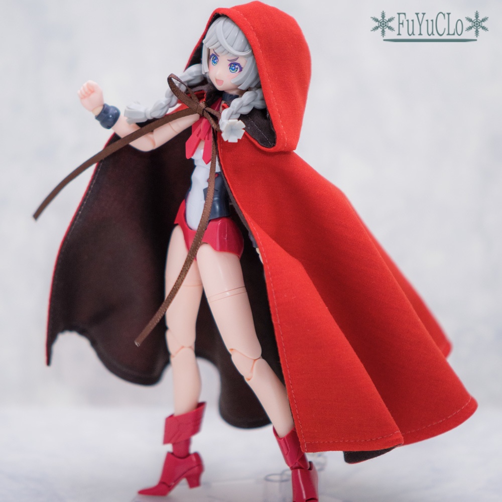 1/12サイズ フード付きマント 赤 タイプA