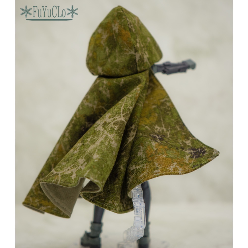 1/12サイズ フード付きマント 迷彩グリーン タイプA