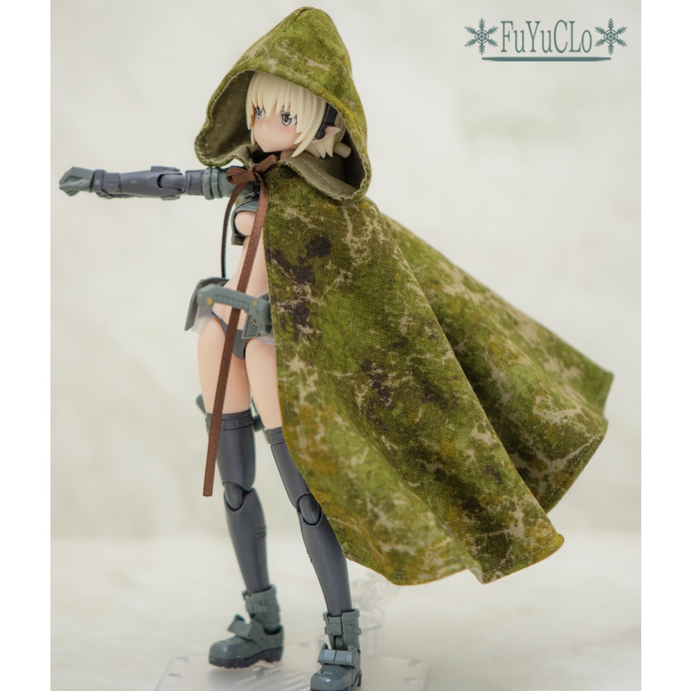 1/12サイズ フード付きマント 迷彩グリーン タイプA