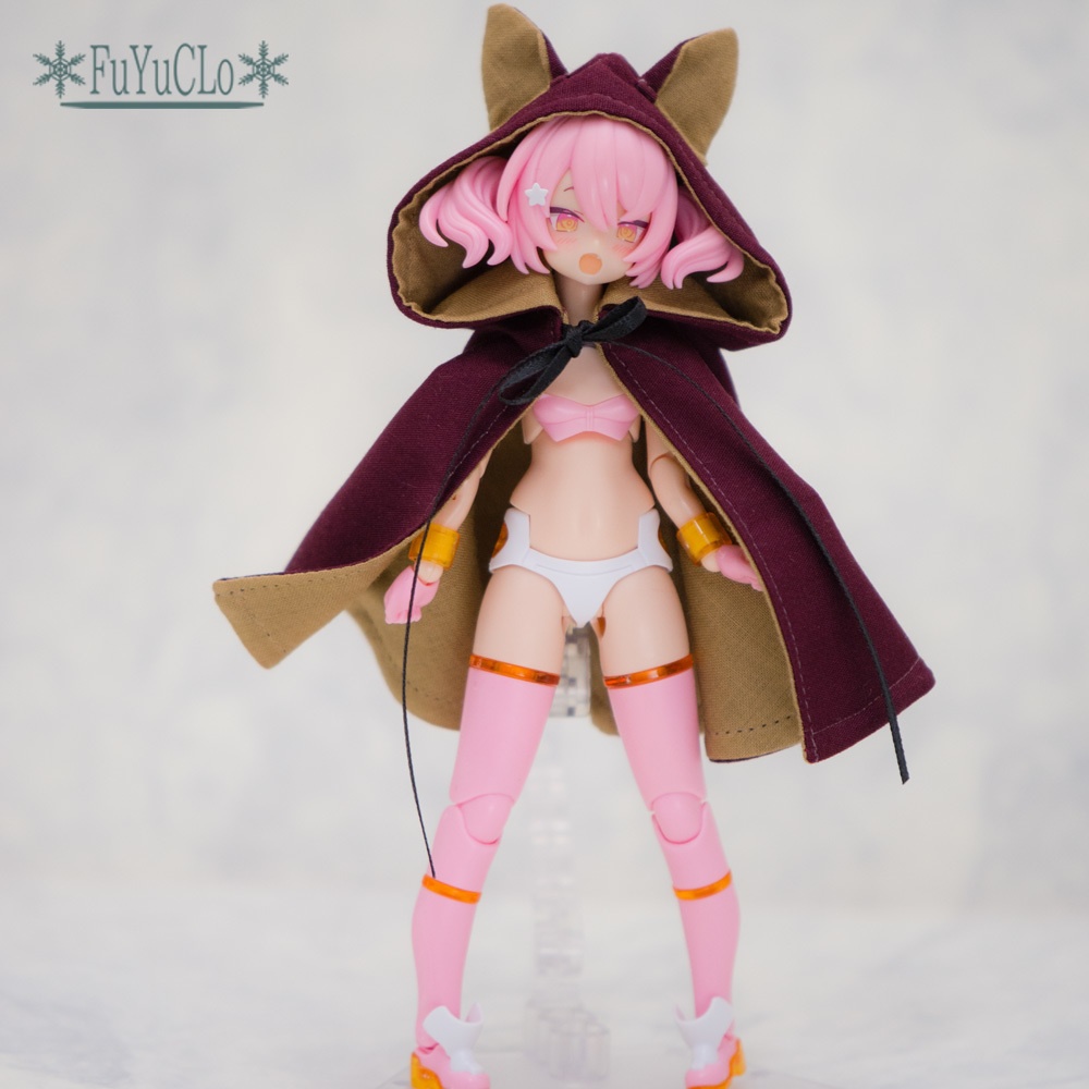 1/12サイズ 耳付きショートマント ボルドー タイプA