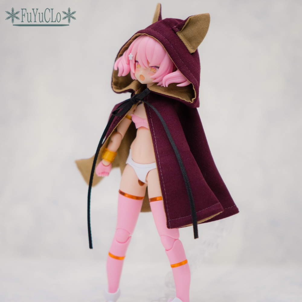 1/12サイズ 耳付きショートマント ボルドー タイプA