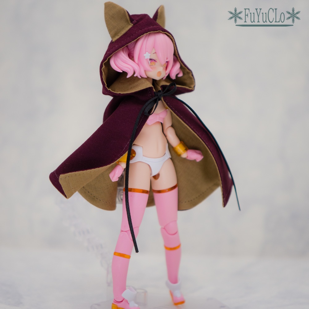 1/12サイズ 耳付きショートマント ボルドー タイプA