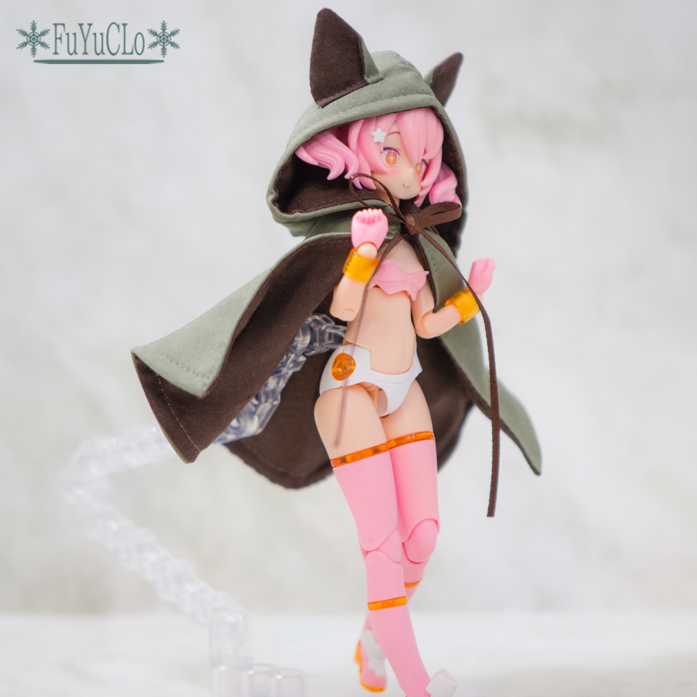 1/12サイズ 耳付きショートマント カーキ タイプA