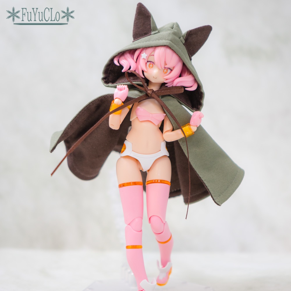 1/12サイズ 耳付きショートマント カーキ タイプA