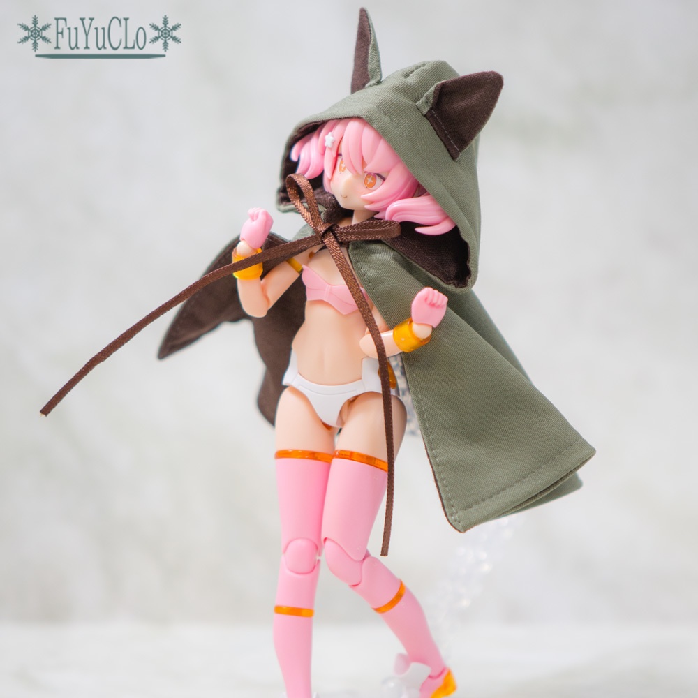 1/12サイズ 耳付きショートマント カーキ タイプA