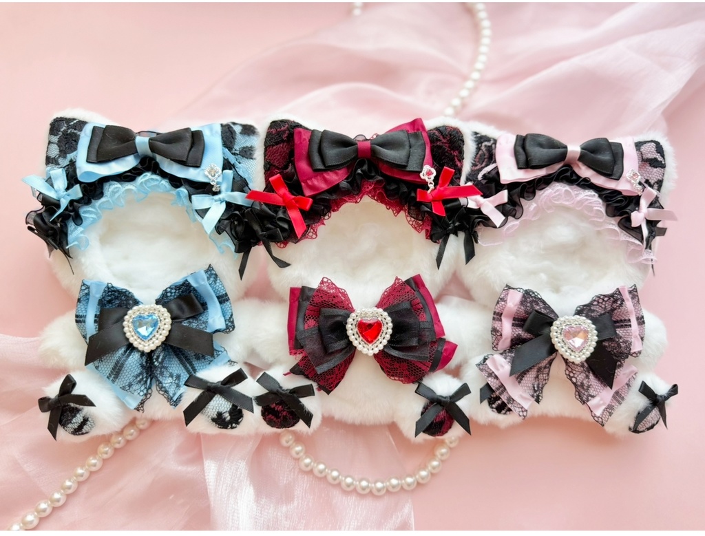 おすわりぬい服　黒レースねこちゃん 11㎝〜15㎝