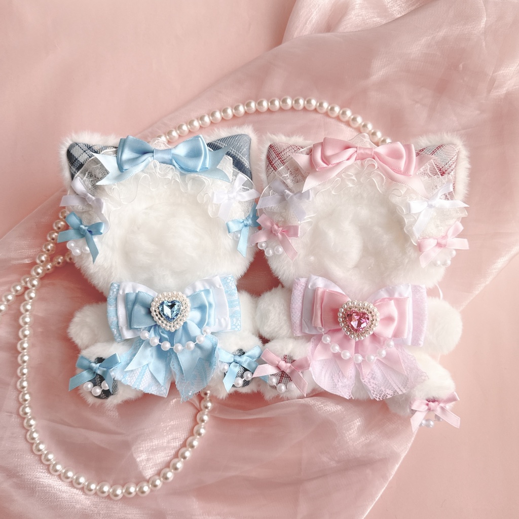 〜Plaid Pearl Kitty〜おすわりねこちゃん おすわりぬい服 ねこちゃん 11㎝〜15㎝ 16㎝