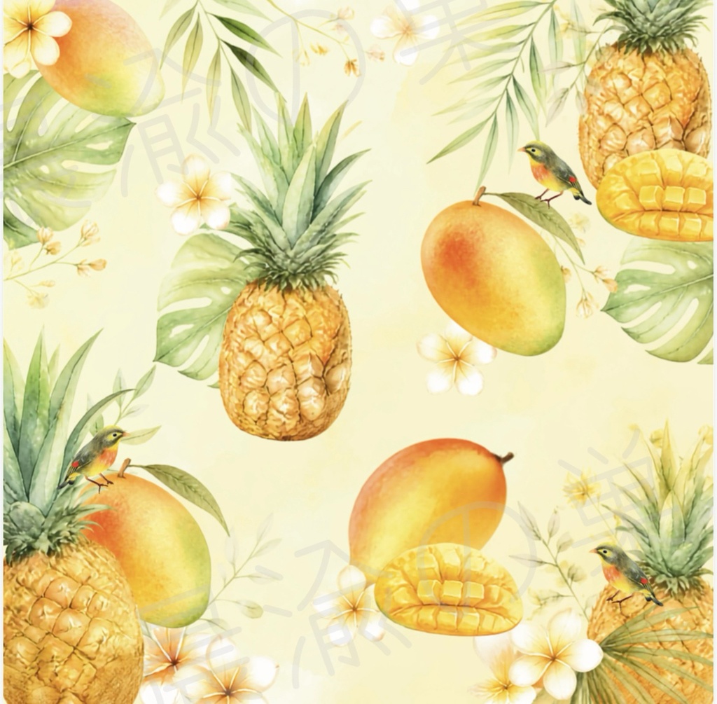【デジタルデザインペーパー】fruits set|フルーツ 水彩イラスト|6種類|3600×3600px|PDF