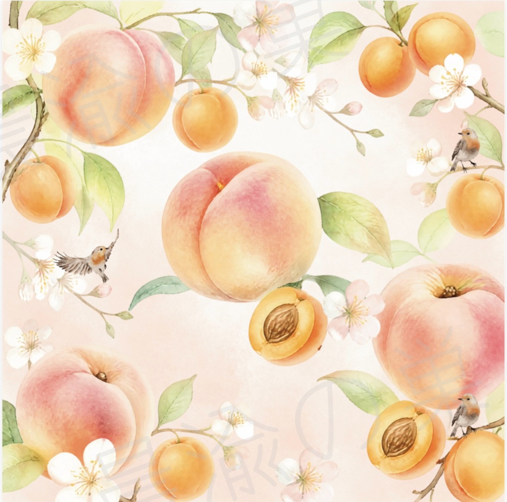 【デジタルデザインペーパー】fruits set|フルーツ 水彩イラスト|6種類|3600×3600px|PDF
