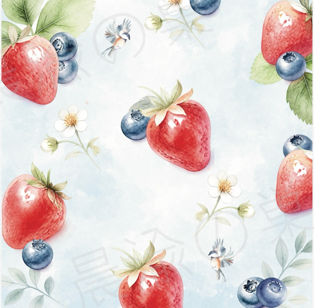 【デジタルデザインペーパー】fruits set|フルーツ 水彩イラスト|6種類|3600×3600px|PDF
