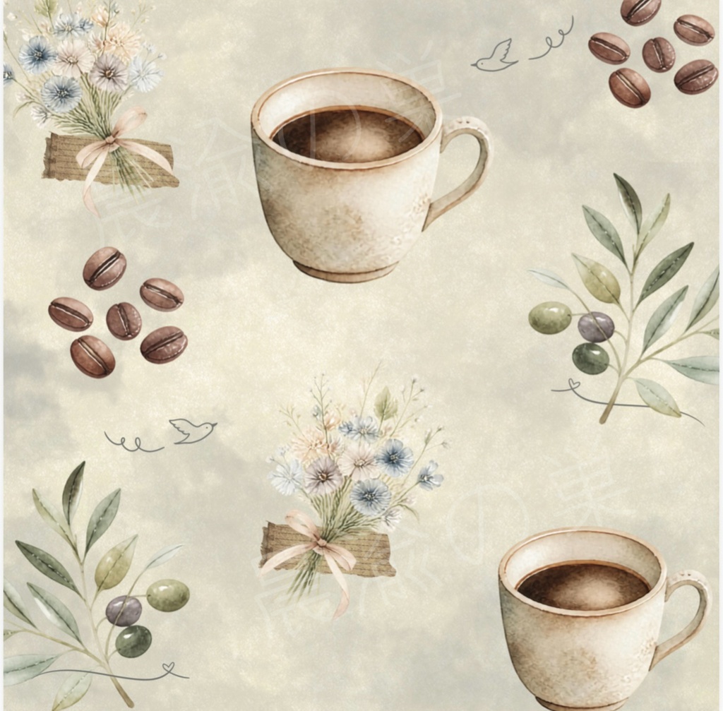 Cafe Set|カフェデザインペーパー 5種類セット|デジタルペーパー|3600×3600px|PD