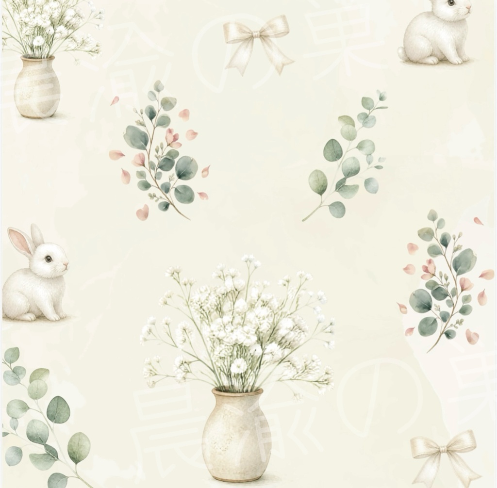 Flower Set|水彩フラワーデジタルペーパー 5種類セット|カーネーション・桜・勿忘草・かすみ草・アナベル|3600×3600px|300DPI|PDF