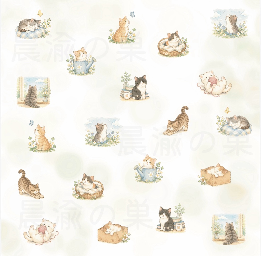 動物イラスト素材セット PDF|くま・キリン・猫|デジタル素材|手帳デコ・コラージュ・クラフト