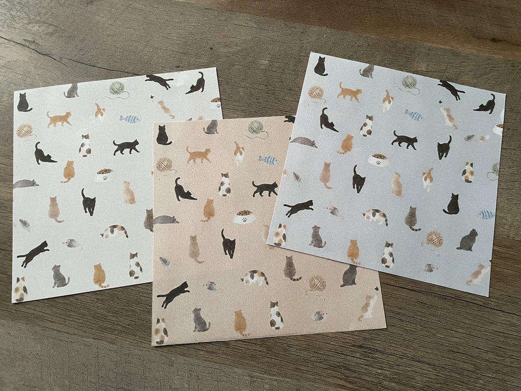 猫のデザインペーパー10色セット|水彩風ねこ柄|くすみカラー・パステルカラー|デジタル素材 PDF