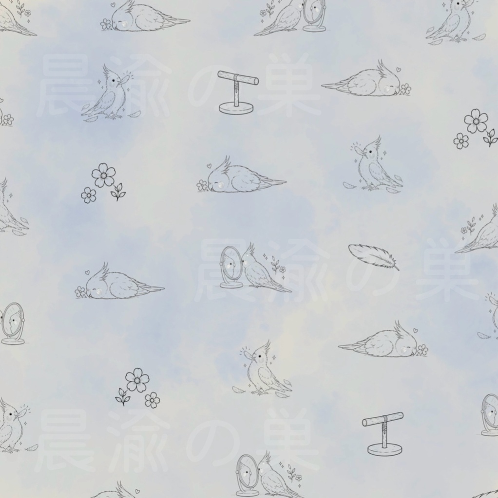 オカメインコのデザインペーパー 10色セット|デジタルペーパー|PDF 3600×3600px