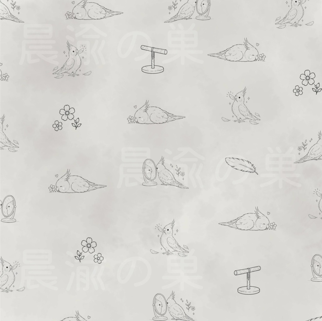 オカメインコのデザインペーパー 10色セット|デジタルペーパー|PDF 3600×3600px