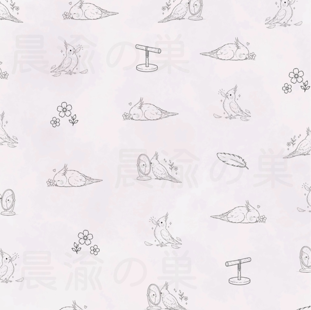 オカメインコのデザインペーパー 10色セット|デジタルペーパー|PDF 3600×3600px
