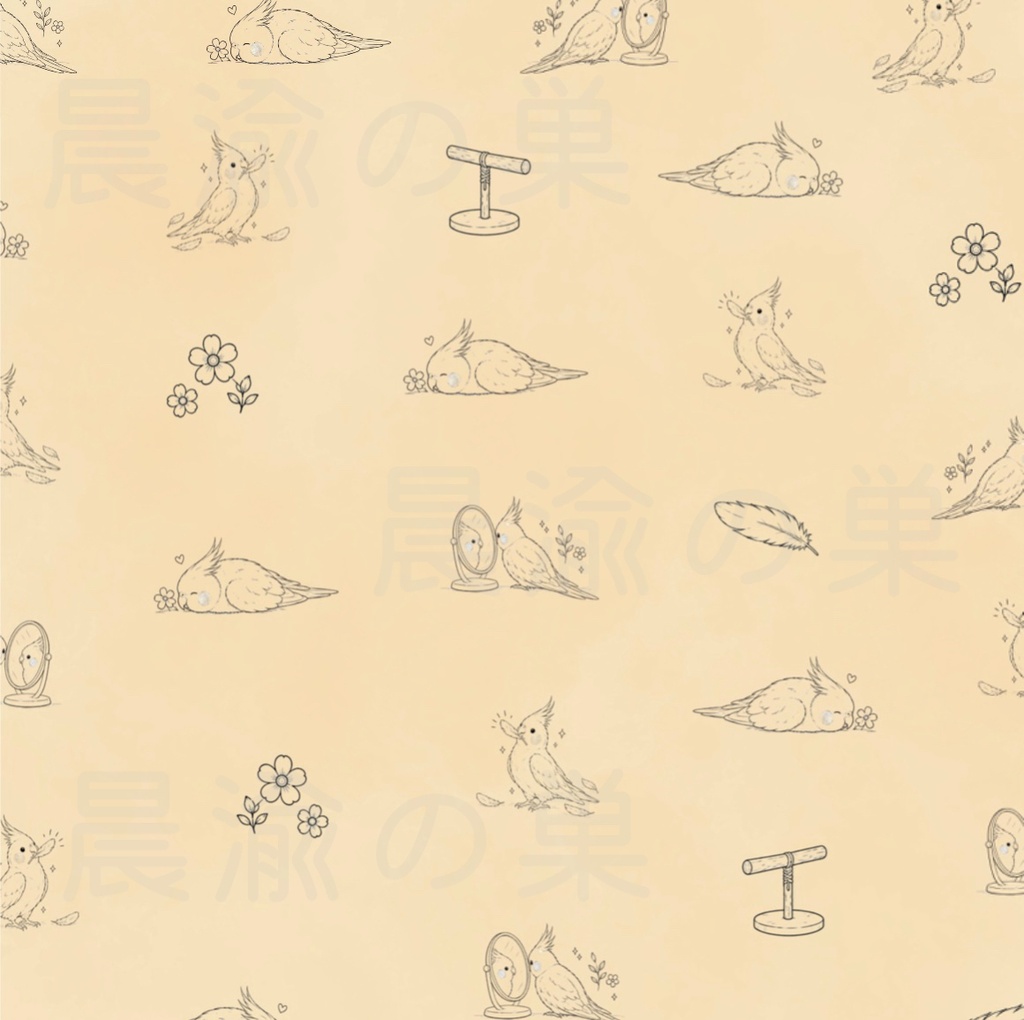 オカメインコのデザインペーパー 10色セット|デジタルペーパー|PDF 3600×3600px