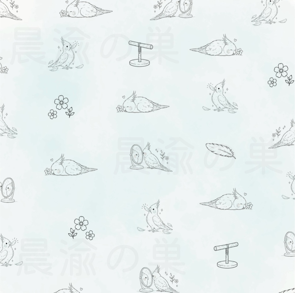 オカメインコのデザインペーパー 10色セット|デジタルペーパー|PDF 3600×3600px