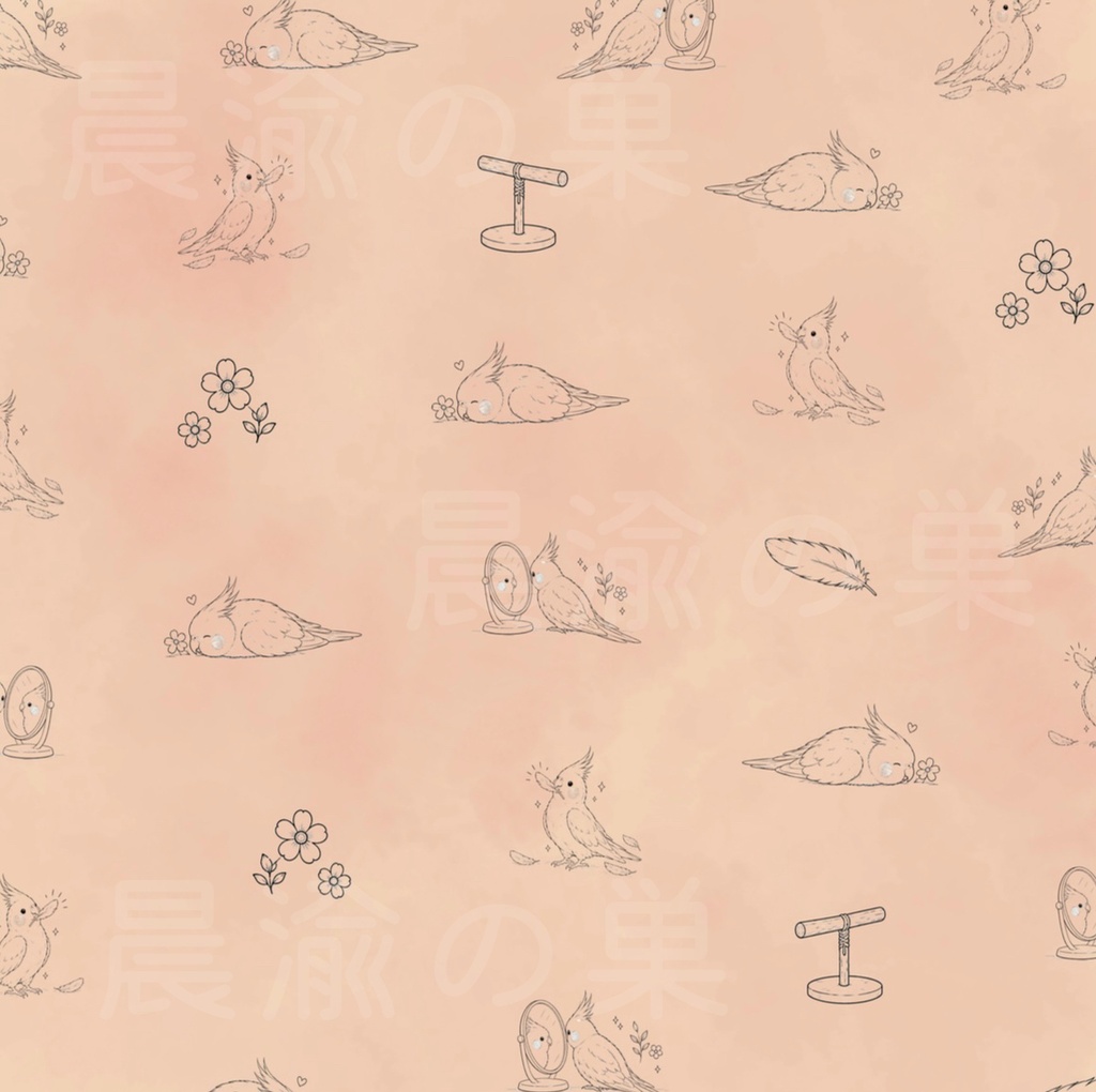 オカメインコのデザインペーパー 10色セット|デジタルペーパー|PDF 3600×3600px