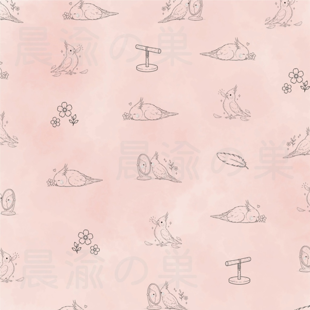 オカメインコのデザインペーパー 10色セット|デジタルペーパー|PDF 3600×3600px