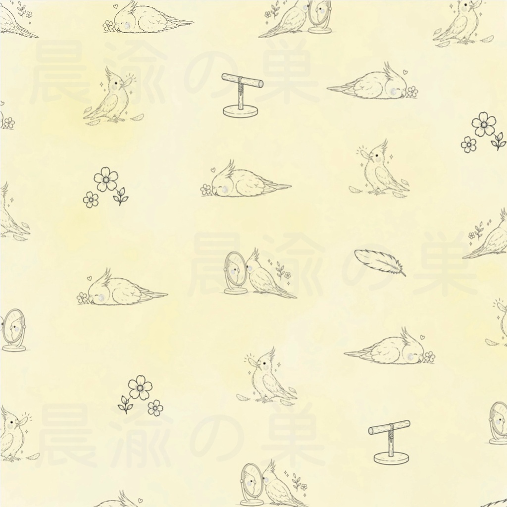 オカメインコのデザインペーパー 10色セット|デジタルペーパー|PDF 3600×3600px
