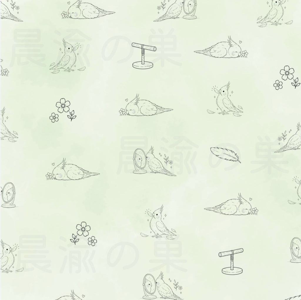 オカメインコのデザインペーパー 10色セット|デジタルペーパー|PDF 3600×3600px