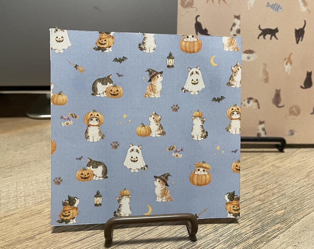 猫のハロウィンデザインペーパー 10色セット|2柄×5カラー|Halloween Cat Digital Paper|PDF