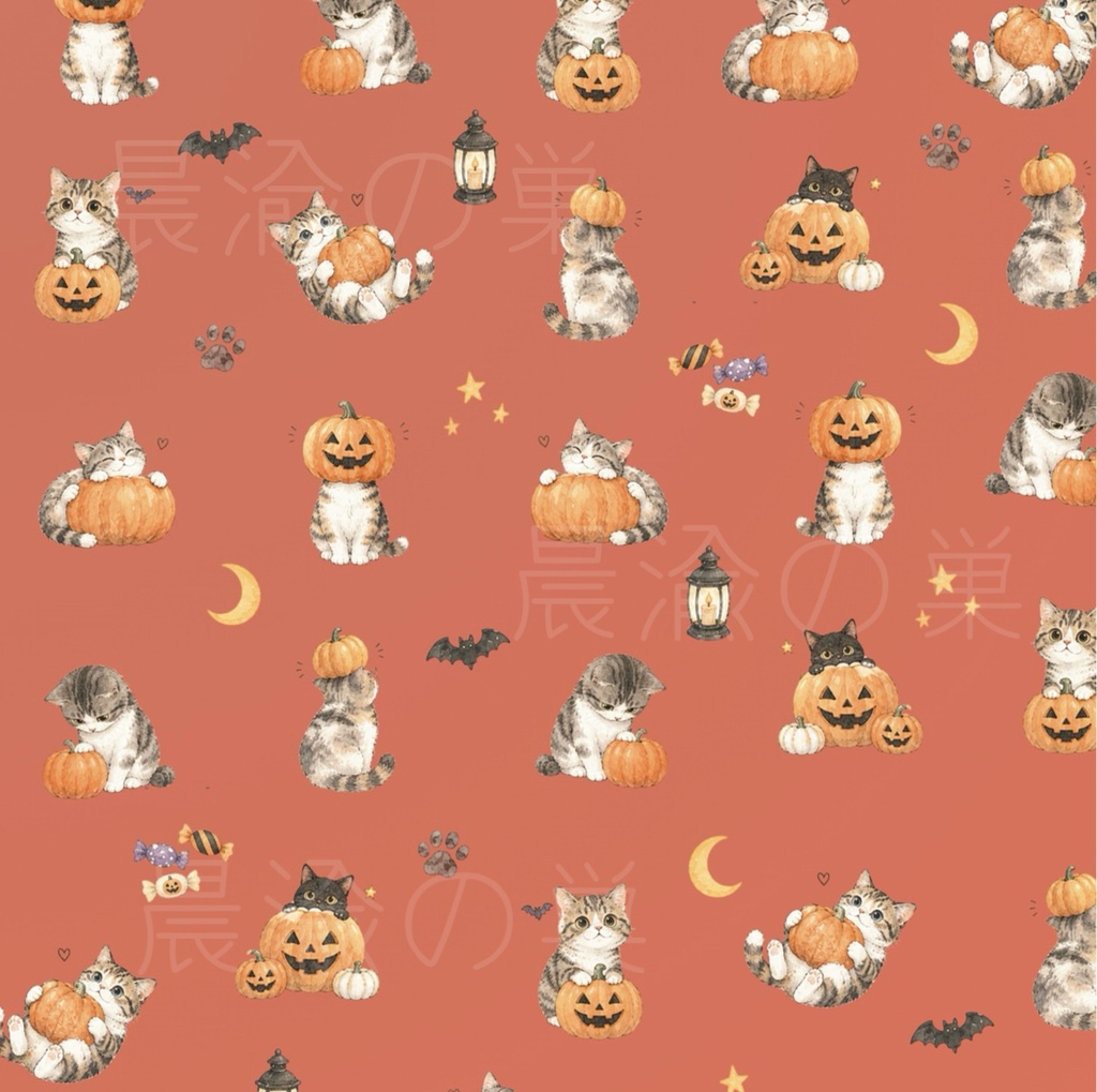 猫のハロウィンデザインペーパー 10色セット|2柄×5カラー|Halloween Cat Digital Paper|PDF