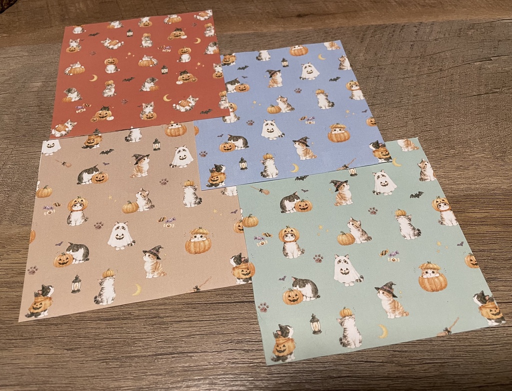 猫のハロウィンデザインペーパー 10色セット|2柄×5カラー|Halloween Cat Digital Paper|PDF