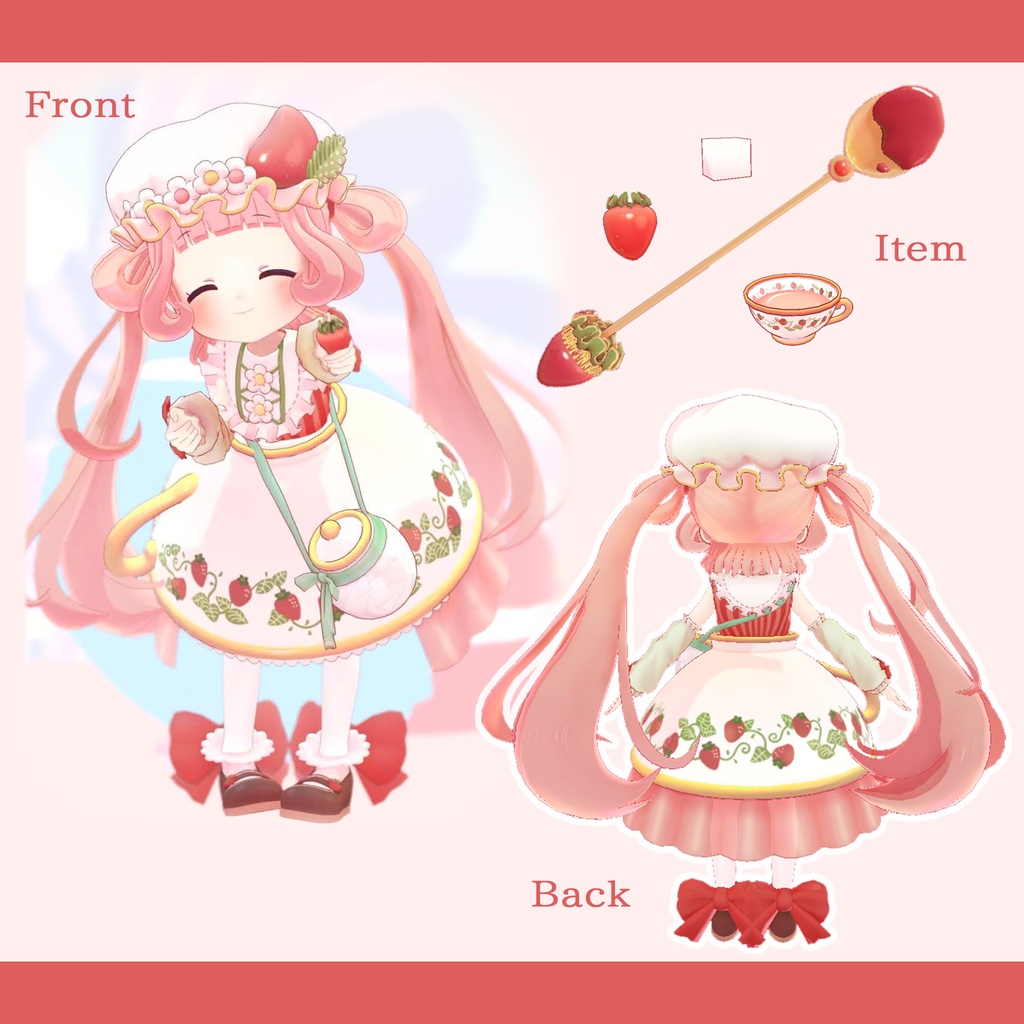 ストロベリーミルクティー オリジナル3Dモデル 【VRChat & VRMアバター】