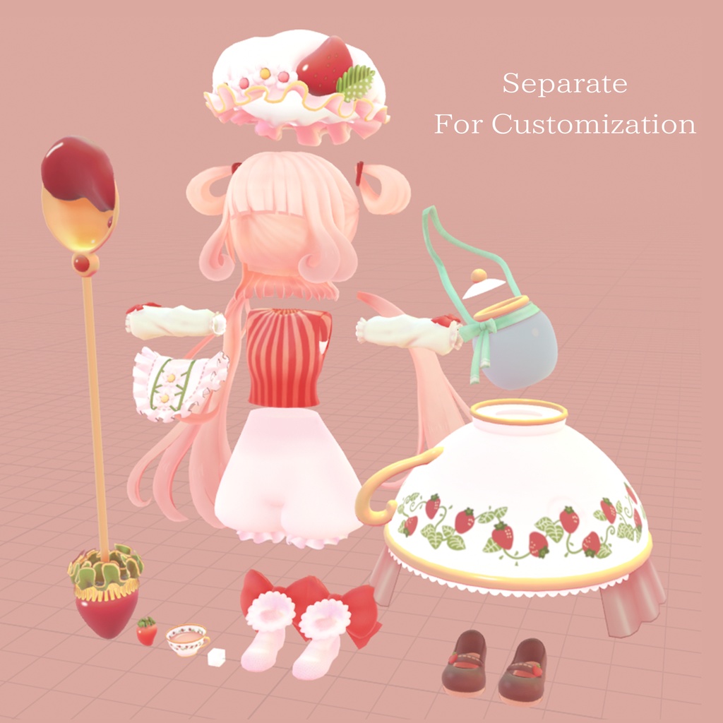 ストロベリーミルクティー オリジナル3Dモデル 【VRChat & VRMアバター】