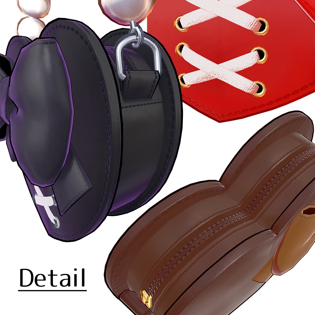 2Way ハートのバッグ【3Dモデル】