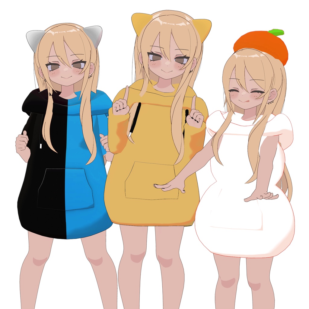 【凪夜瑠璃 対応】ねこぽっぷパーカー!+猫耳しっぽ